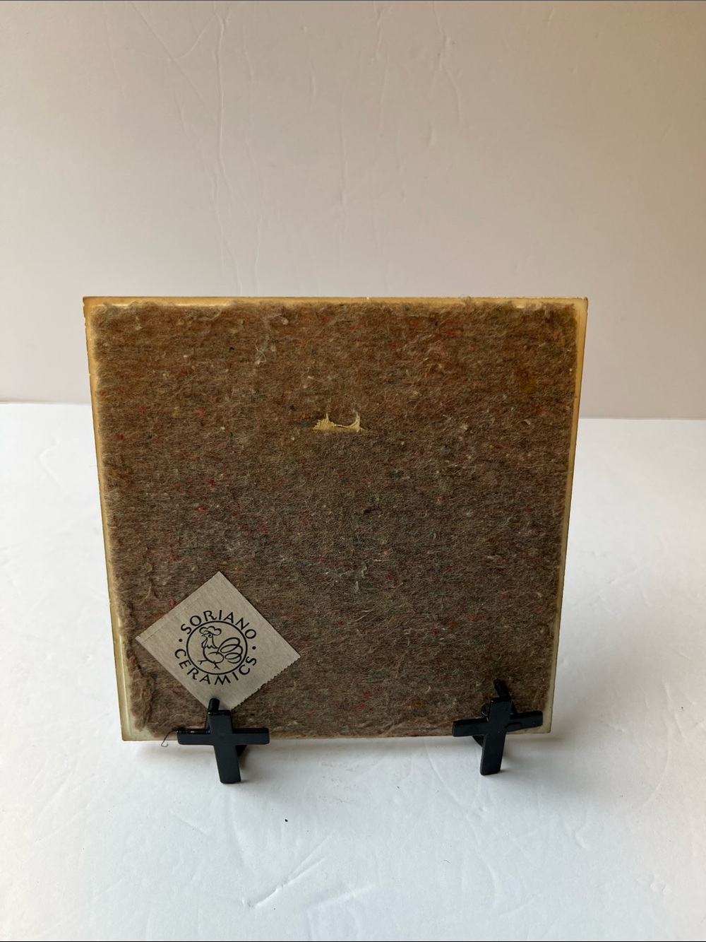 Rare Soriano Ceramics Blue Willow Porcelain Tile Trivet Vintage 6"x 6" vivid - Picture 3 of 5